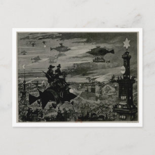 Flying Machine Over Paris Postcard