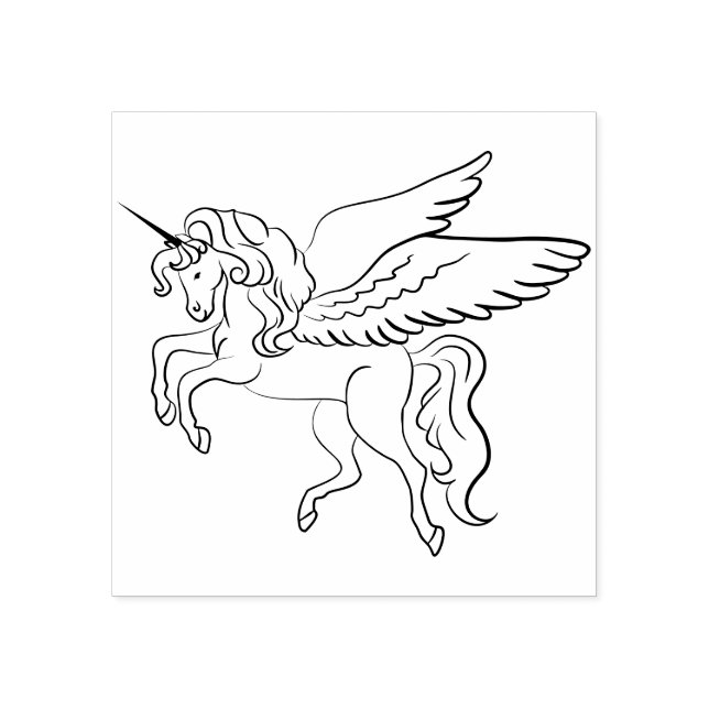 Flying Magical unicorn Rubber Stamp (Imprint)