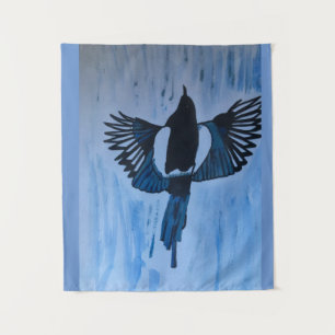 Flying Magpie Bird Tapestry