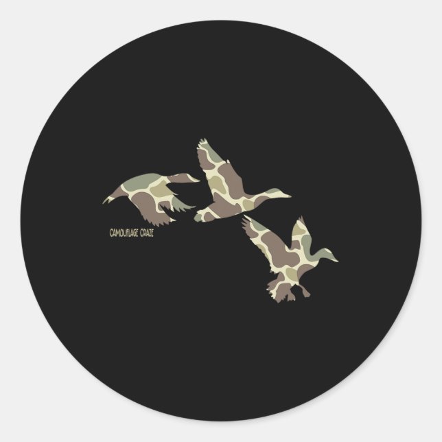 Flying Mallard Duck Camouflage Camo Duck Hunting C Classic Round Sticker (Front)