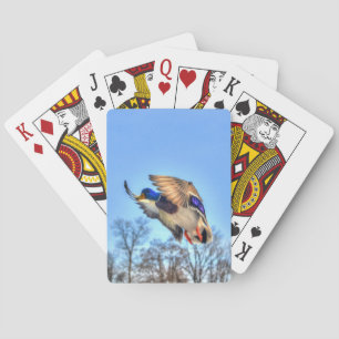 Flying Mallard Duck Drake Wildlife Photo Playing Cards