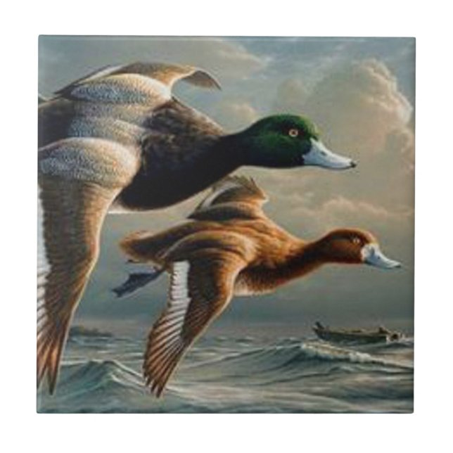 Flying Mallard Ducks. Tile (Front)