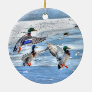 Flying Mallard Ducks Wildlife Gift Ceramic Tree Decoration