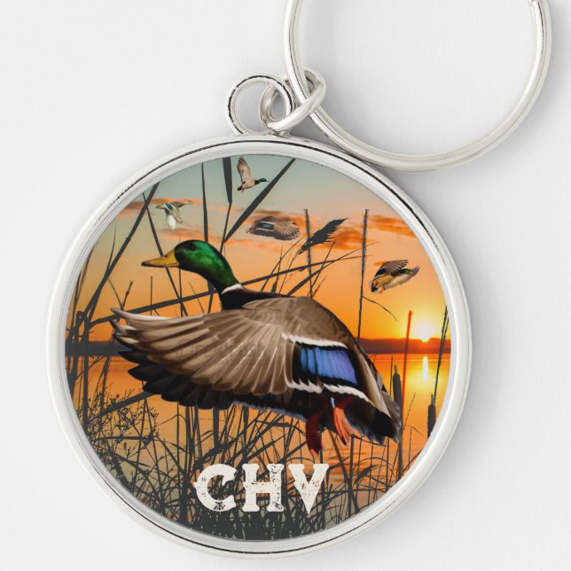 Flying Mallard Personalised Key Ring (Front)