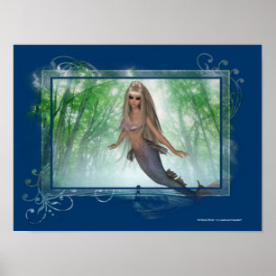 Flying Mermaid out of Water Fantasy Poster