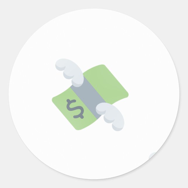 flying money emoji classic round sticker (Front)
