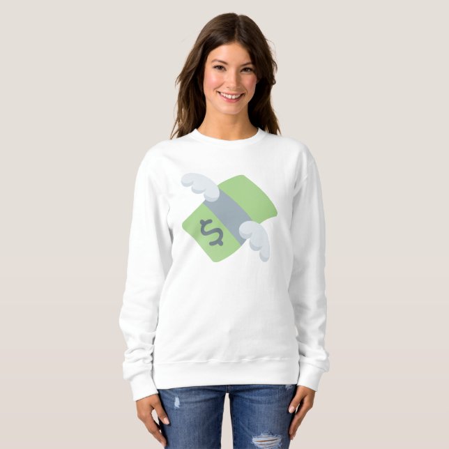 flying money emoji womens sweatshirt (Front Full)