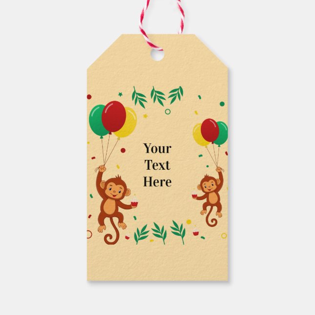 Flying Monkey Balloon Gift Tags (Back)