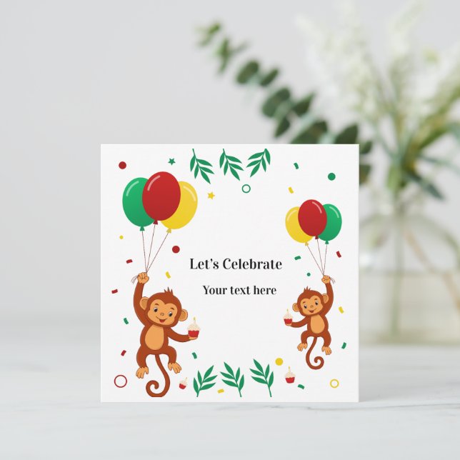 Flying Monkey Balloon Invitation (Standing Front)