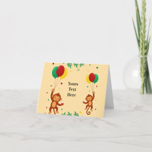Flying Monkey Balloon Thank You Card