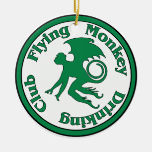Flying Monkey Drinking Club Ceramic Tree Decoration