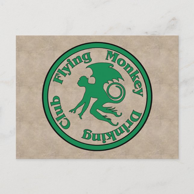 Flying Monkey Drinking Club Postcard (Front)