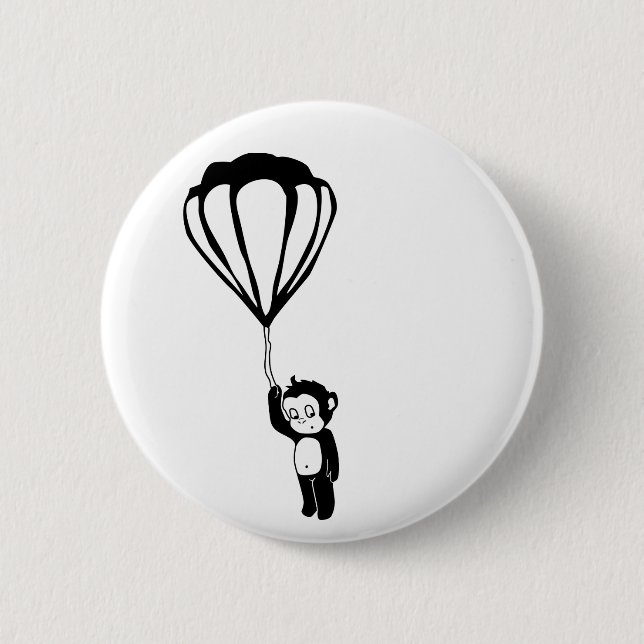 flying monkey : hot air balloon 6 cm round badge (Front)