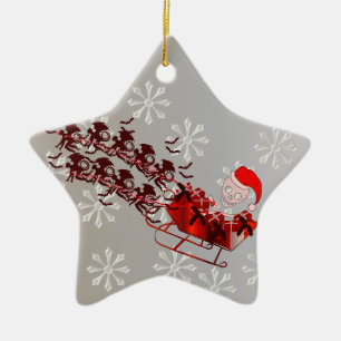 Flying Monkey Santa Ceramic Tree Decoration