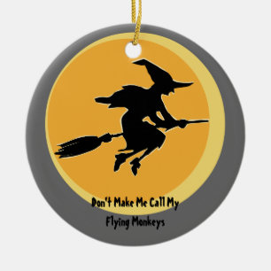 Flying Monkeys Witch (customisable) Ceramic Tree Decoration