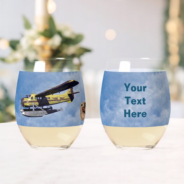 Flying Moose Aviation de Havilland Otter Stemless Wine Glass (Insitu (Wedding))