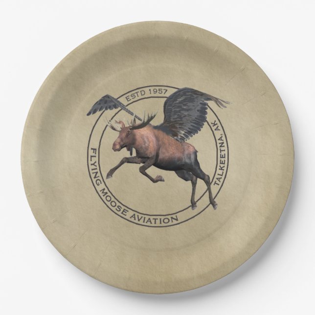 Flying Moose Aviation Logo Paper Plate (Front)