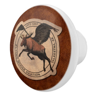 Flying Moose Aviation Patch Ceramic Knob