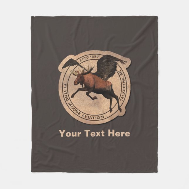 Flying Moose Aviation Patch Fleece Blanket (Front)