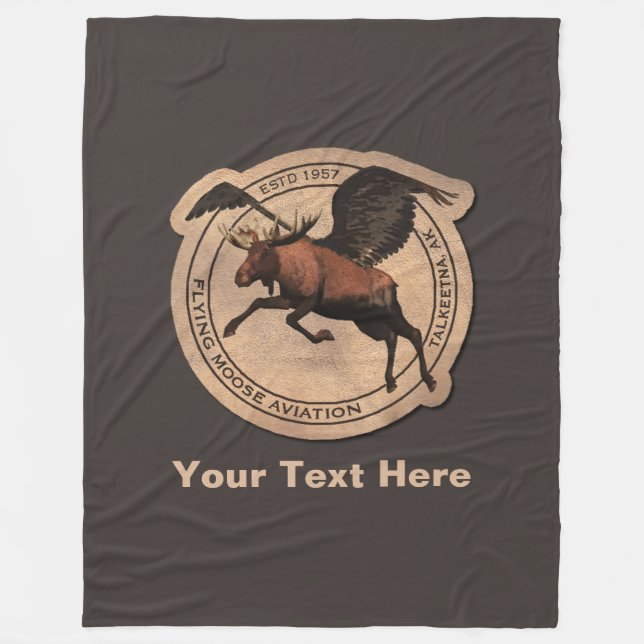 Flying Moose Aviation Patch Fleece Blanket (Front)