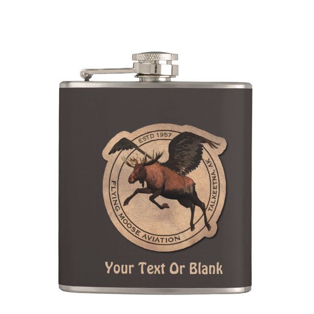 Flying Moose Aviation Patch Hip Flask (Front)