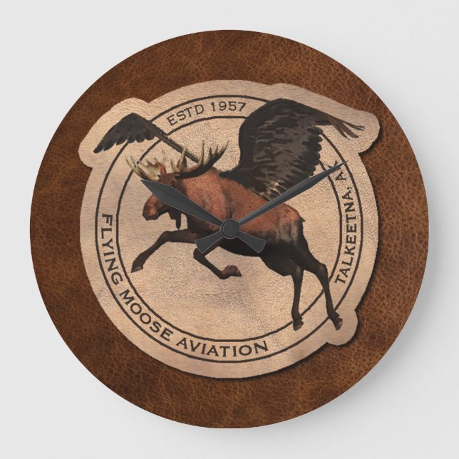 Flying Moose Aviation Patch Large Clock (Front)