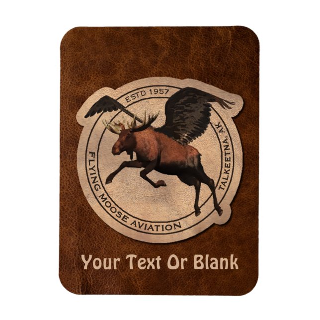 Flying Moose Aviation Patch Magnet (Vertical)
