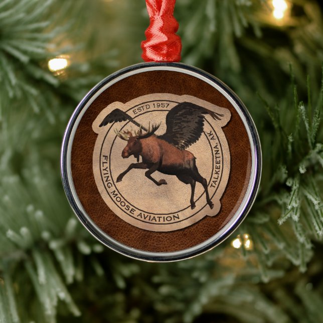 Flying Moose Aviation Patch Metal Tree Decoration (Tree)