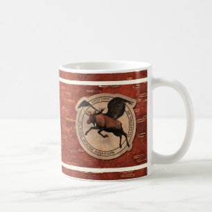 Flying Moose Aviation Patch On inner Birch Bark Coffee Mug