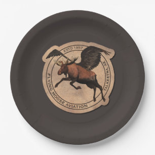 Flying Moose Aviation Patch Paper Plate