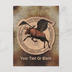 Flying Moose Aviation Patch Postcard