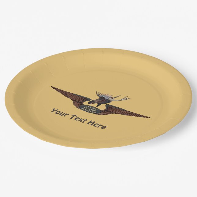 Flying Moose Bush Pilot Wings Paper Plate (Angled)