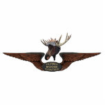 Flying Moose Bush Pilot Wings Photo Sculpture Magnet<br><div class="desc">Pilot wings as worn by those at mythical Flying Moose Aviation in Talkeetna, Alaska. Depicts the head of a moose wearing a leather aviator's helmet and goggles above wings bearing text reading, "FLYING MOOSE AVIATION." Flightseeing, glacier landings, cargo, hunting and fishing charters. We fly, tell us where you want to...</div>