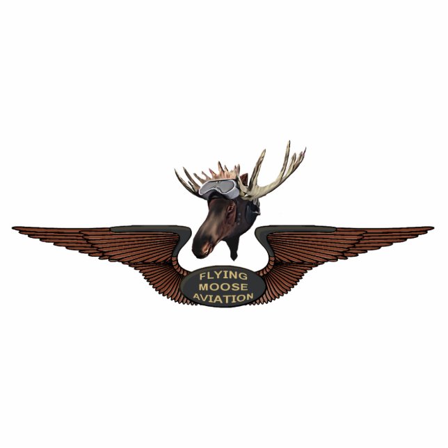 Flying Moose Bush Pilot Wings Photo Sculpture Magnet (Front)