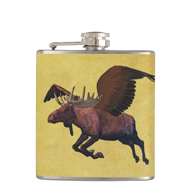 Flying Moose Hip Flask (Front)