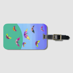 Flying multicolored butterflies luggage tag