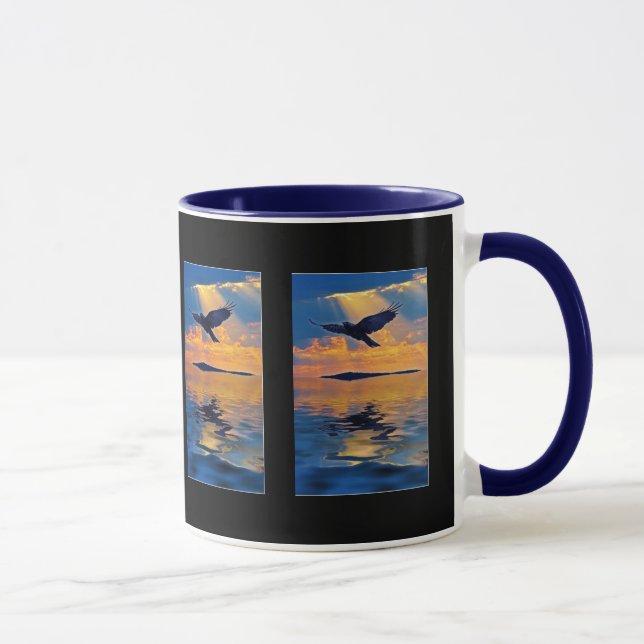 Flying Mystical Raven at Sunset Gift Mug Series (Right)