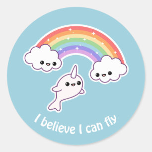 Flying Narwhal Classic Round Sticker