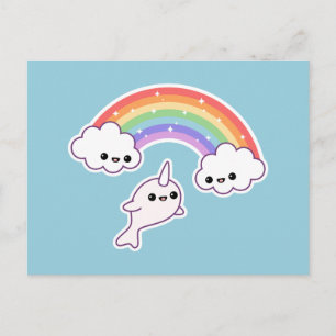 Flying Narwhal with Rainbow Postcard