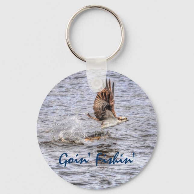 Flying Osprey & Fish HDR Wildlife Photo Gift Key Ring (Front)