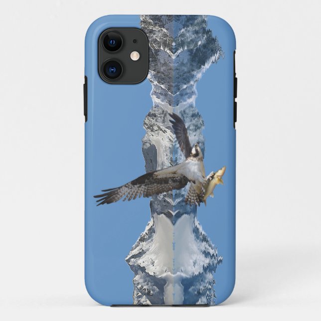 Flying Osprey, Fish & Mountains Wildlife Art Case-Mate iPhone Case (Back)