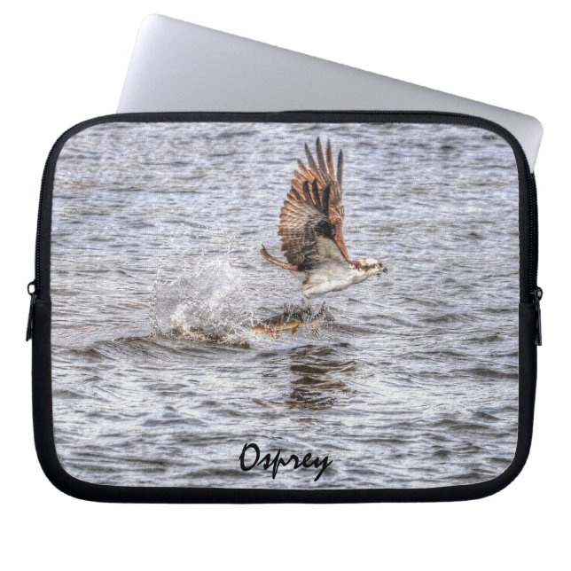 Flying Osprey & Fish Wildlife Photo Gift Laptop Sleeve (Front)