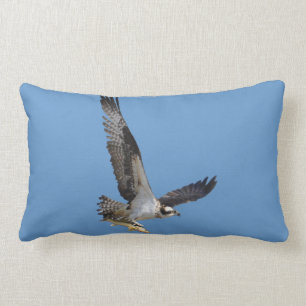 Flying Osprey & Fish Wildlife Photography Lumbar Cushion