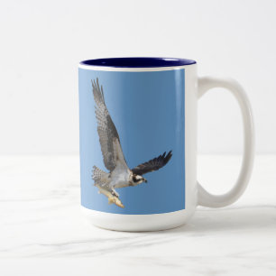 Flying Osprey & Fish Wildlife Photography Two-Tone Coffee Mug