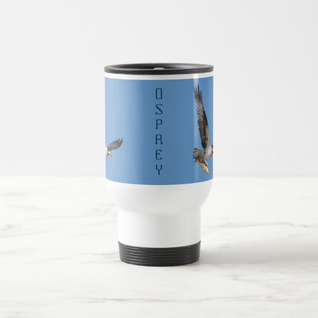 Flying Osprey & Walleye Wildlife Photography Travel Mug (Center)