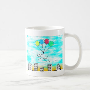 Flying Over The City With Balloons Coffee Mug