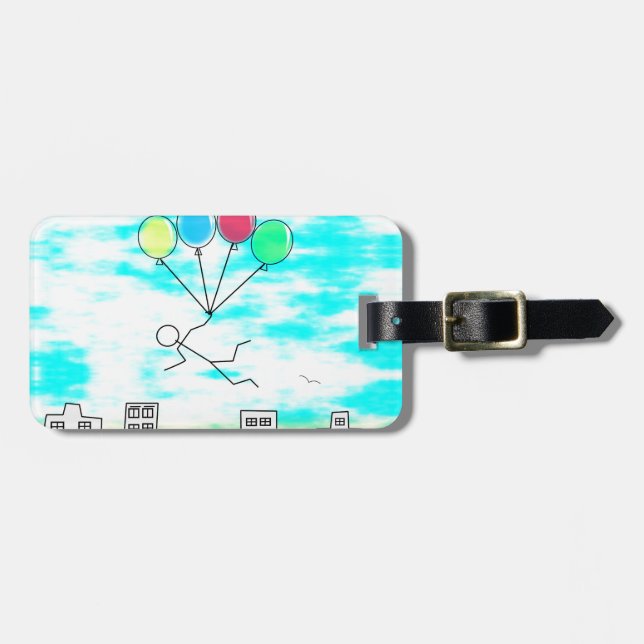 Flying Over The City With Balloons Luggage Tag (Front Horizontal)