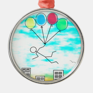 Flying Over The City With Balloons Metal Tree Decoration