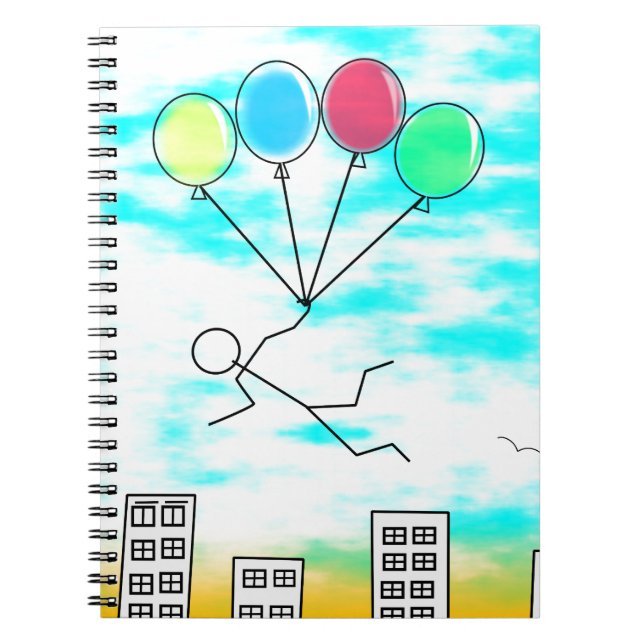Flying Over The City With Balloons Notebook (Front)