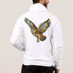 Flying Owl Abstract Colorful Brushstroke Art Hoodie
